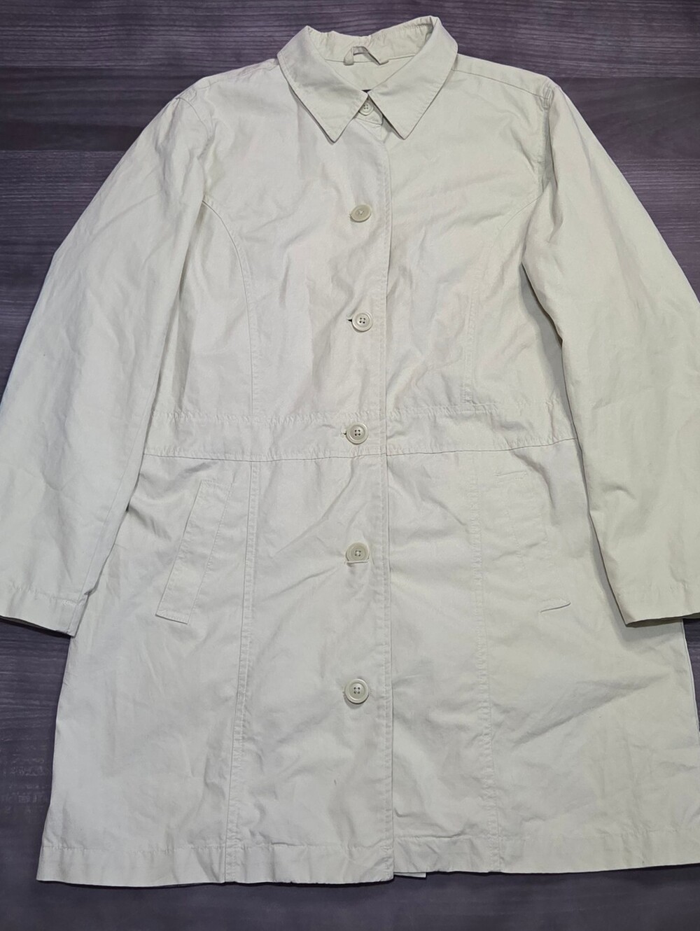 Eddie Bauer Womens Trench Coat Lightweight Rain Jacket Spring Pea Green XL